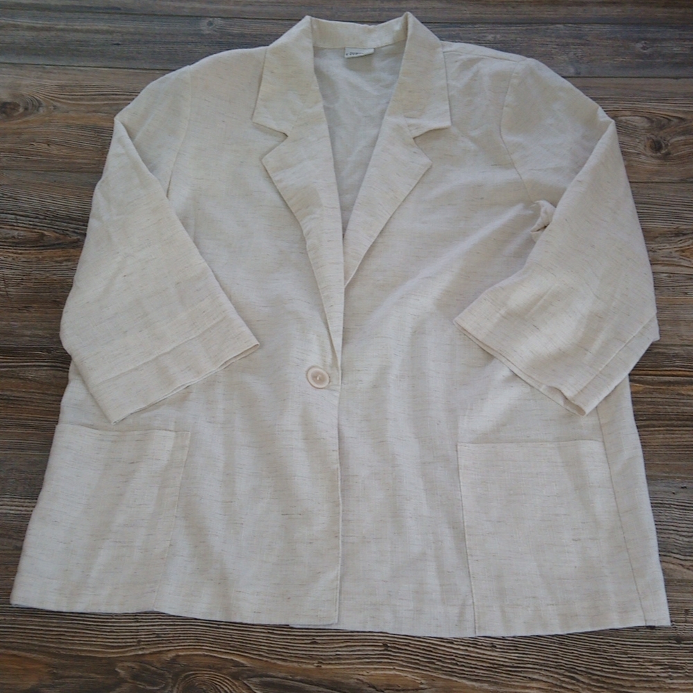 Vintage Style Button Front Blazer Jacket Suit Top Shacket